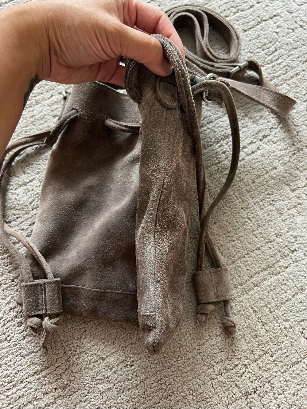 Free People Suede Drawstring Bucket Bag - Picture 5 of 12